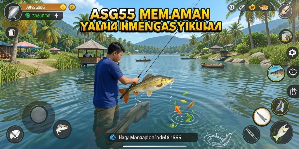 Tampilan gameplay ASG55 yang menarik saat memancing di lautan.