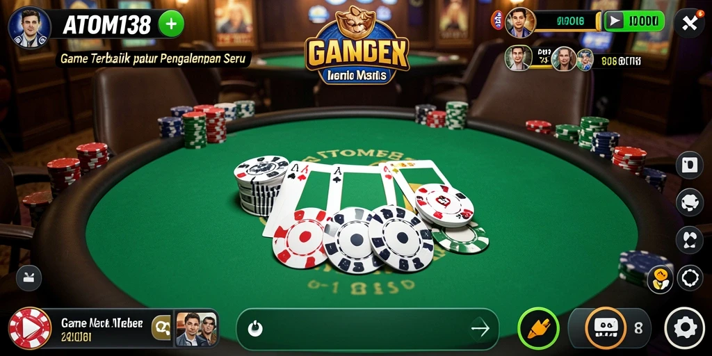 Gameplay seru ATOM138 dengan suasana Poker yang mendebarkan.