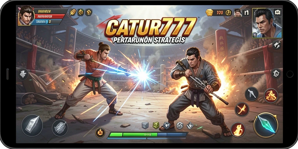 Screenshot menampilkan aksi mendebarkan dalam permainan CATUR777.