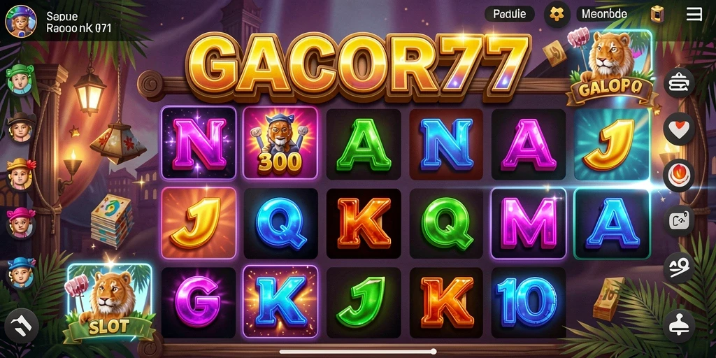 Screenshot gameplay GACOR77 dengan tema slot yang menarik.