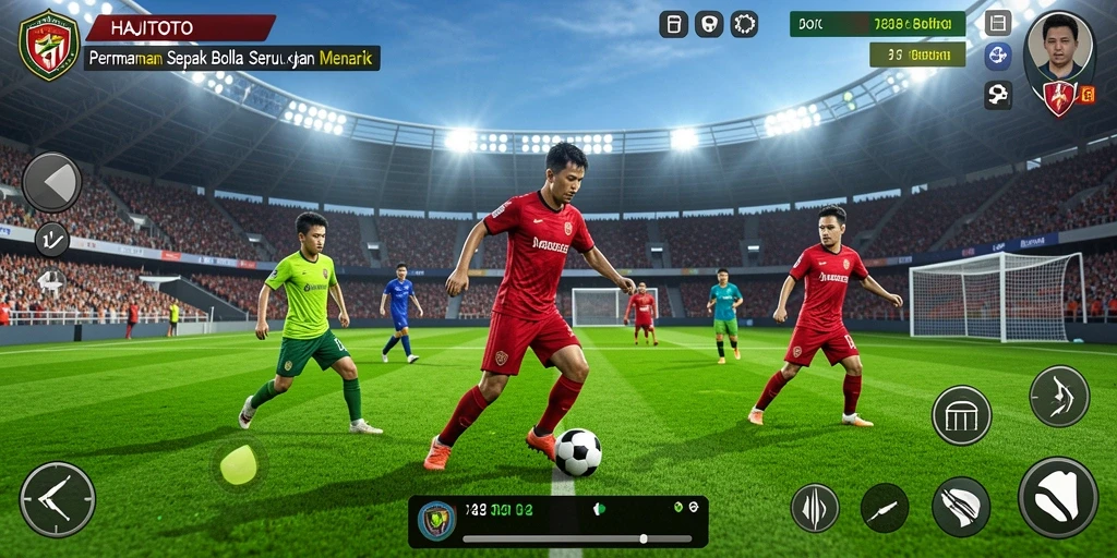 Tampilan gameplay seru dari permainan sepak bola HAJITOTO.