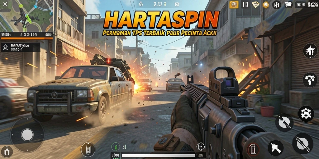 Tangkapan layar dari gameplay HARTASPIN yang intens dan penuh aksi.