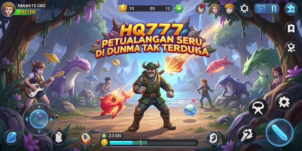 Tangkapan layar gameplay HQ777 menampilkan petualangan mendebarkan di dunia yang kaya.