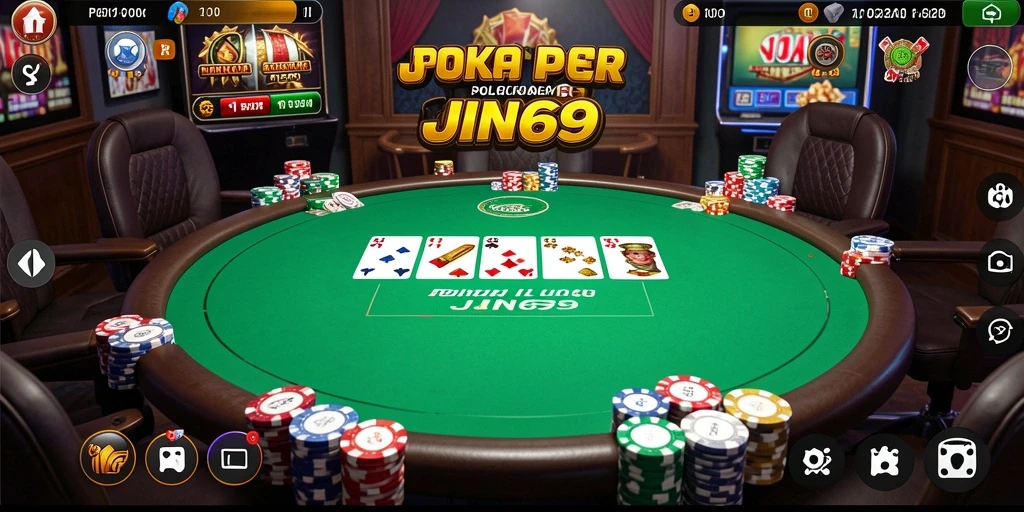 Gameplay seru JIN69 menampilkan kompetisi Poker yang mendebarkan.