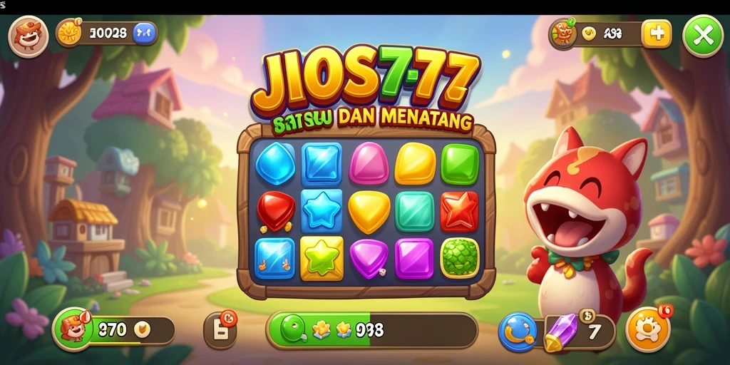 Tampilan permainan Match-3 yang menarik dan penuh warna.