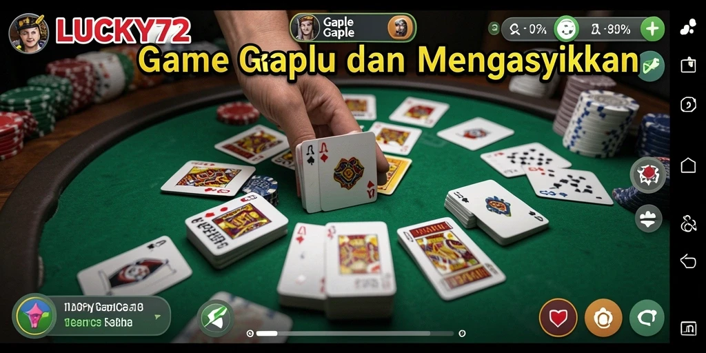 Tampilan gameplay seru dalam LUCKY72 dengan fitur Gaple menarik.