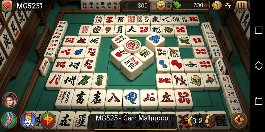 Screenshot MG525 menampilkan gameplay Mahjong yang seru dan interaktif.