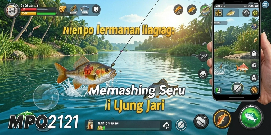 Tampilan gameplay yang menarik dalam MPO2121 saat menangkap ikan.