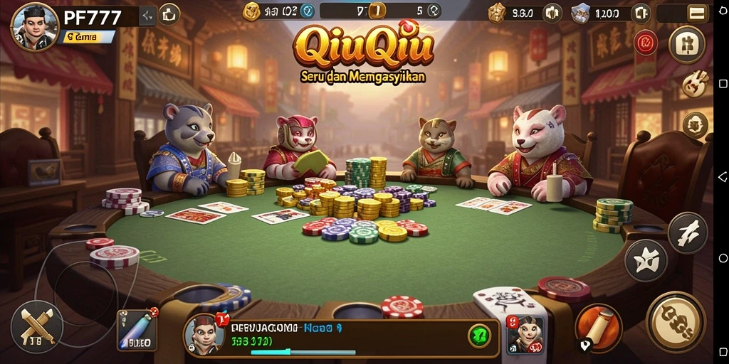 Tampilan gameplay QiuQiu yang seru dan interaktif.