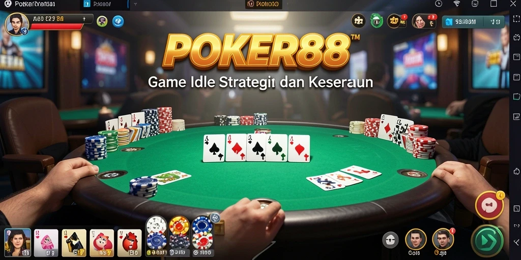 Tampilan menarik gameplay Idle POKER88 dengan chip dan strategi.