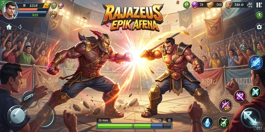 Tampilan gameplay yang mendebarkan dari RAJAZEUS.
