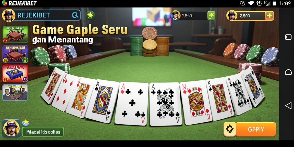 Tampilan gameplay Gaple yang menarik dan kompetitif di REJEKIBET.