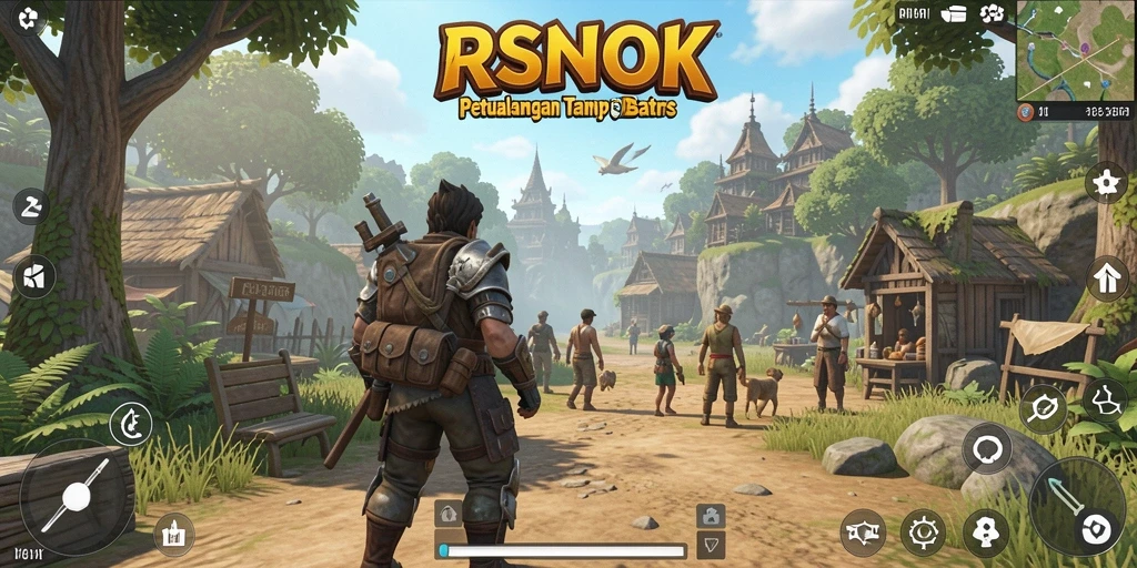 Screenshot gameplay RSNOK yang menunjukkan keindahan dunia terbuka.