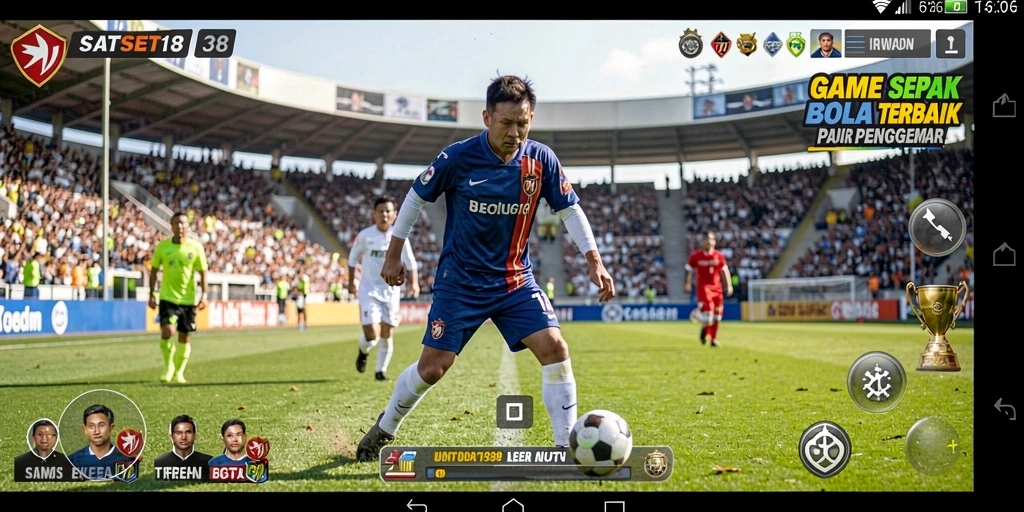 Tangkapan layar SATSET138 menampilkan aksi seru dalam permainan sepak bola.