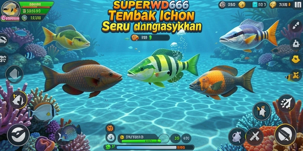 Gameplay menarik dalam SUPERWD666, menangkap ikan beragam.