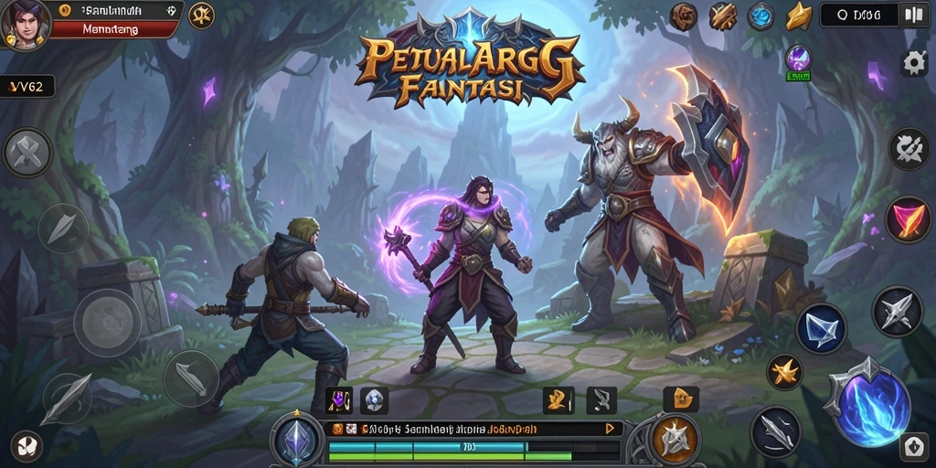 Screenshot gameplay VV62 yang menampilkan aksi pertempuran seru di dunia ARPG.